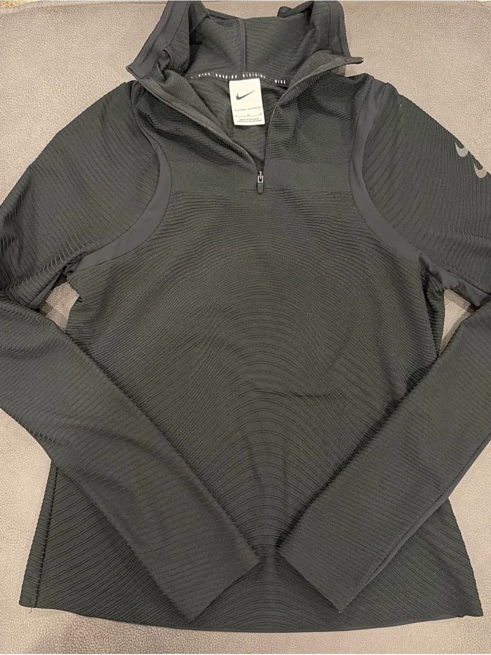 Nike Black therma-fit M Ribbed Quarter-Zip Running Top